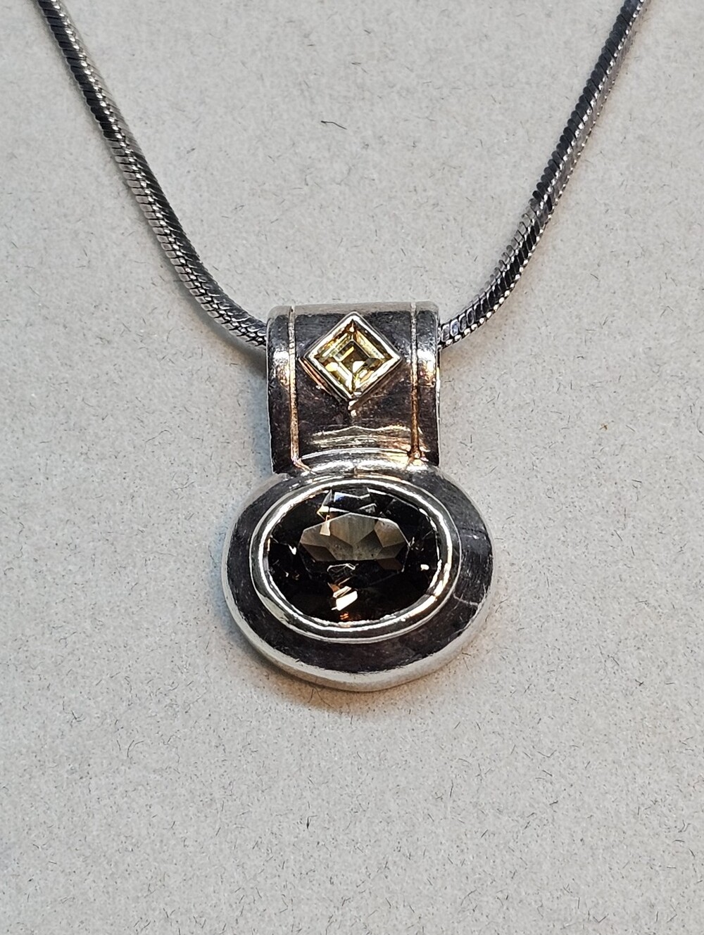 Boma Smoky Quartz and Citrine 925 Silver Necklace